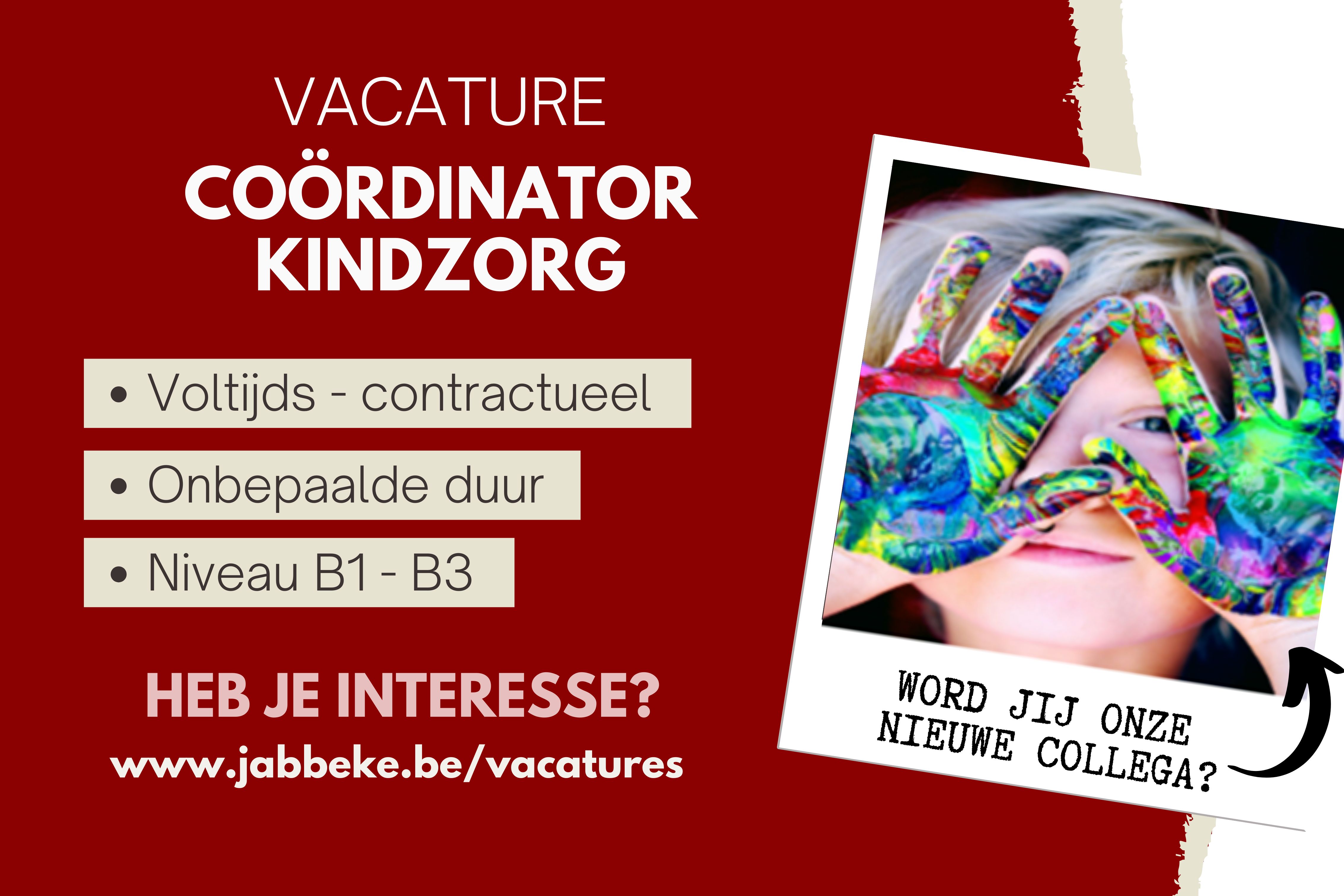 VACATURE LOKAAL BESTUUR JABBEKE - COÖRDINATOR KINDZORG